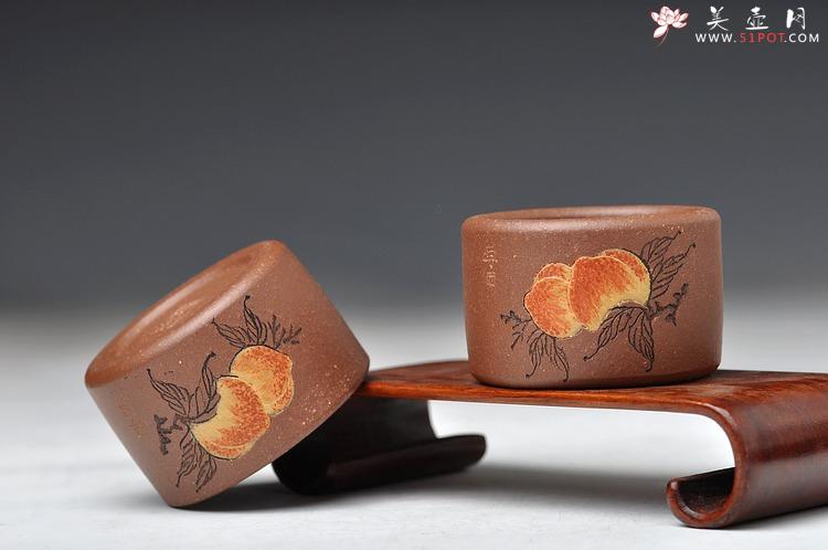 紫砂壶图片：优质降坡泥 玉扳指福寿杯 60cc 淡泊明志 - 美壶网