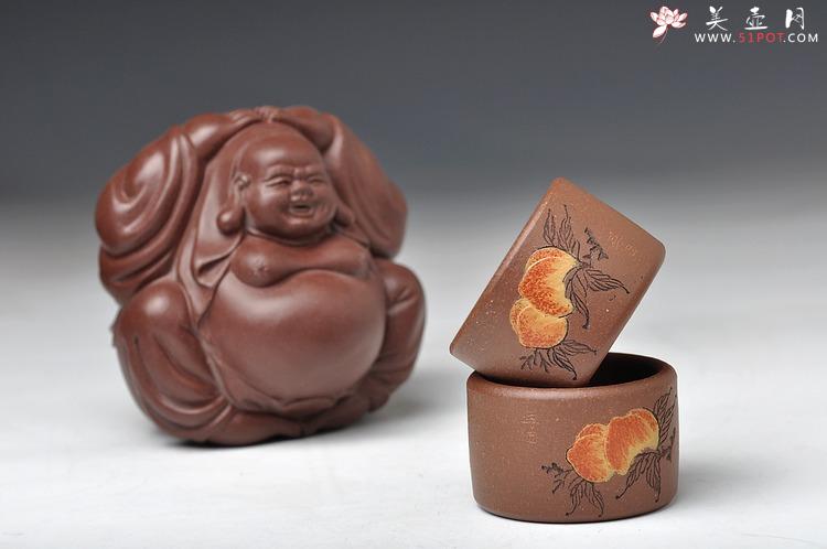 紫砂壶图片：优质降坡泥 玉扳指福寿杯 60cc 淡泊明志 - 美壶网