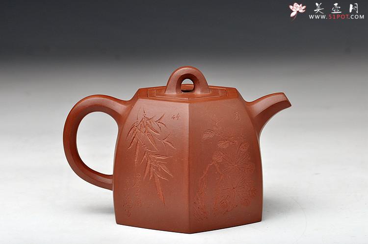 紫砂壶图片：史金妹经典代表作 全手秤砣六方 国大师李昌鸿即兴装饰 - 美壶网