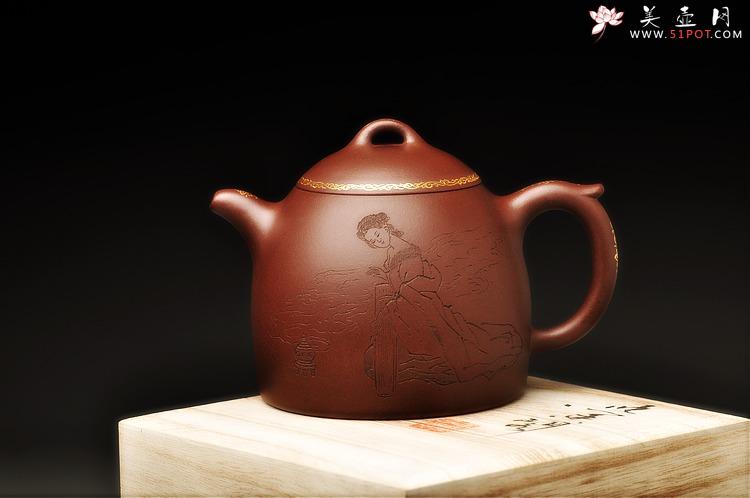 紫砂壶图片：张听刚装饰 仕女 朴素敦厚 大气 优质底槽青 全手大秦权 - 美壶网