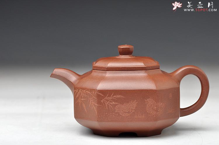 紫砂壶图片：方器经典之作 实力体现 全手八方侧角 国大师李昌鸿装饰 - 美壶网