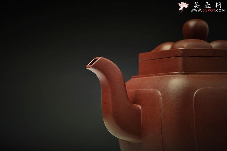 紫砂壶图片：精工大气 精品之作 全手工开光四方菱花 - 美壶网