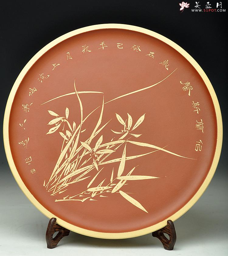 紫砂壶图片：似兰斯馨 文房挂盘 刻绘清新 - 美壶网