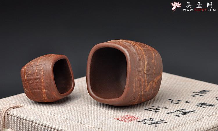 紫砂壶图片：美壶网专属定做 一家亲 古朴汉韵杯 全手工紫砂魅力 - 美壶网