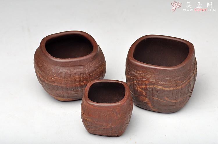 紫砂壶图片：美壶网专属定做 一家亲 古朴汉韵杯 全手工紫砂魅力 - 美壶网