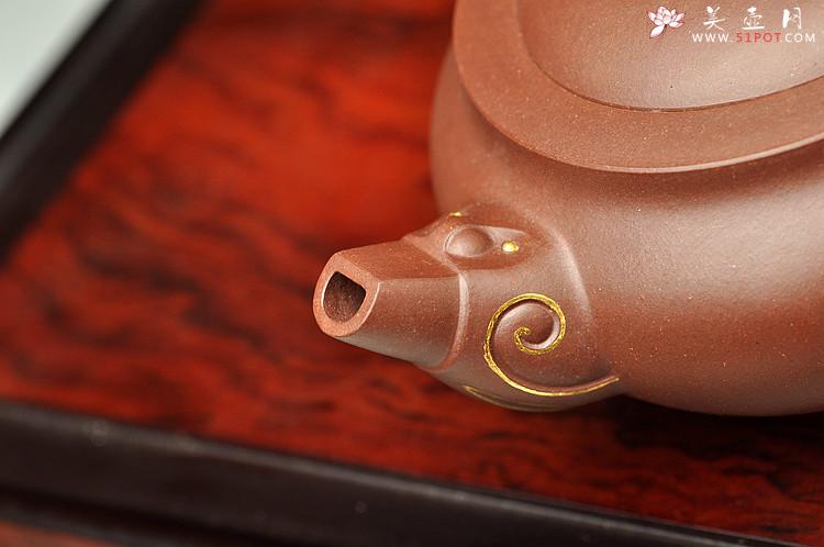 紫砂壶图片：曲峰获奖作品 环龙三脚 精工之作 气韵十足 真金装饰 送礼佳品 - 美壶网