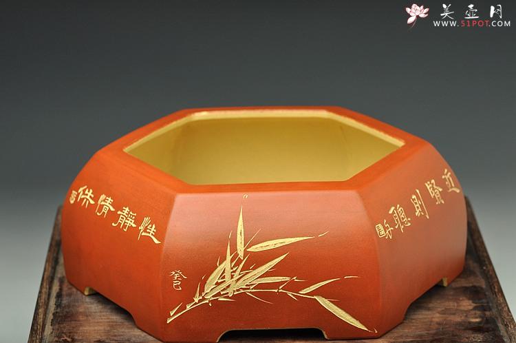 紫砂壶图片：岁寒三友之六方水洗 陆轶舟精品代表作 刀法精炼 粉浆效果更漂亮 - 美壶网