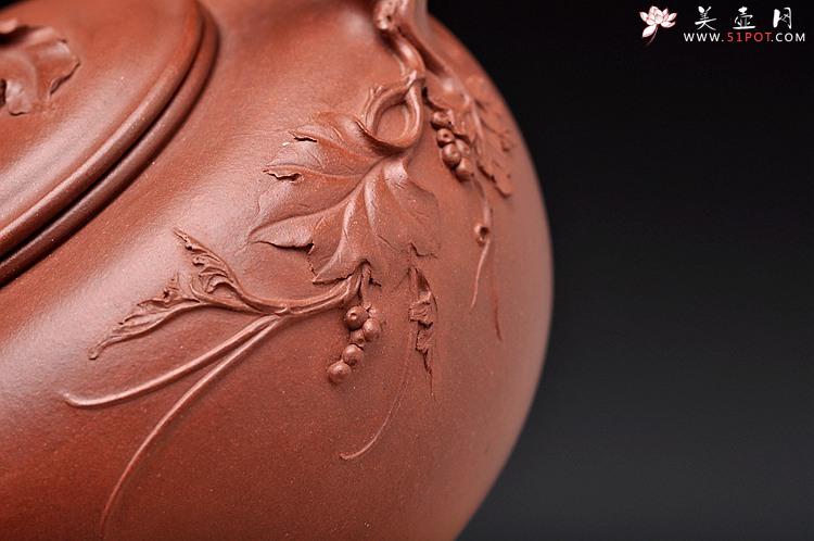 紫砂壶图片：花货奇才顾正芳 扛鼎之作 全手工丰裕提梁 飘逸大气 - 美壶网