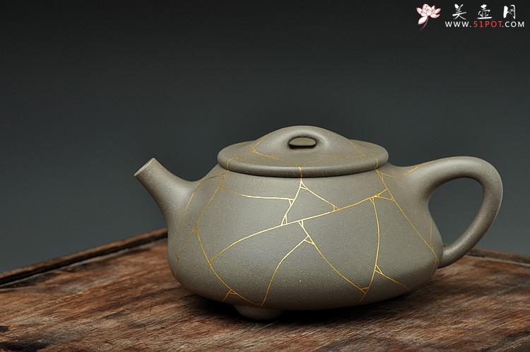 紫砂壶图片：周斌新作 全手真金冰纹大满瓢 高温青灰泥 饱满大气 - 美壶网