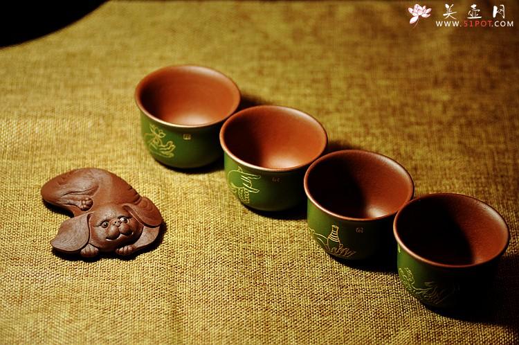 紫砂壶图片：石丁之经典作品  佛缘杯一套 古色古香 雅致 - 美壶网