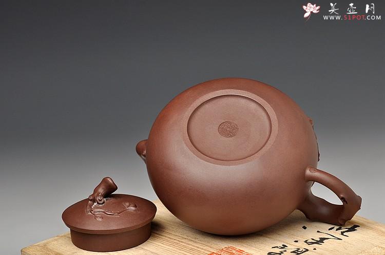 紫砂壶图片：实用花货 泥绘蝴蝶 玉兰相伴 蝶恋花 - 美壶网