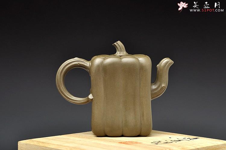 紫砂壶图片：原创作品 绿泥冬瓜 灵巧曼妙 贴叶精湛 孙伟强张新亚合作 - 美壶网