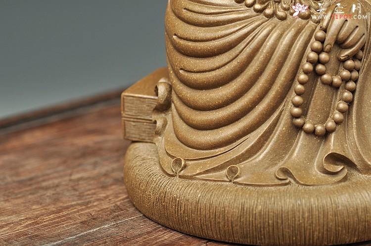 紫砂壶图片：古铜泥 凌爱军 达摩 获奖精品 衣纹和表情都惟妙惟肖 - 美壶网