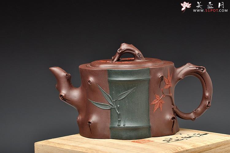 紫砂壶图片：崔巍健经典 三色枫竹情 风情之作o(∩_∩)o 韵味十足 - 美壶网