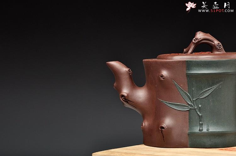 紫砂壶图片：崔巍健经典 三色枫竹情 风情之作o(∩_∩)o 韵味十足 - 美壶网