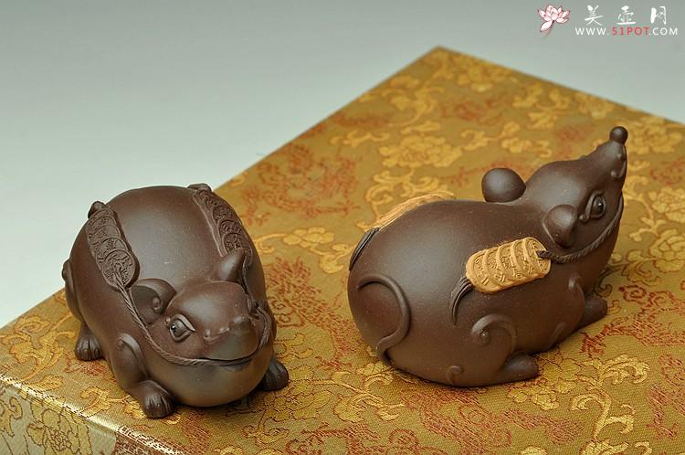 紫砂壶图片：一对金钱鼠 造型卡通可爱 - 美壶网