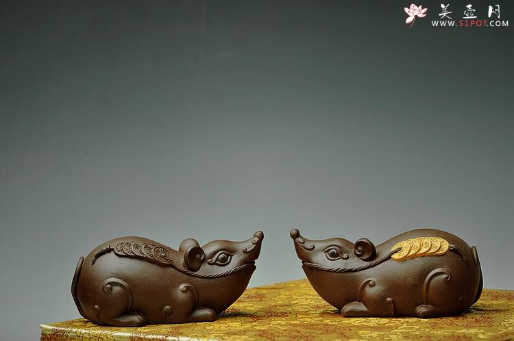 紫砂壶图片：一对金钱鼠 造型卡通可爱 - 美壶网