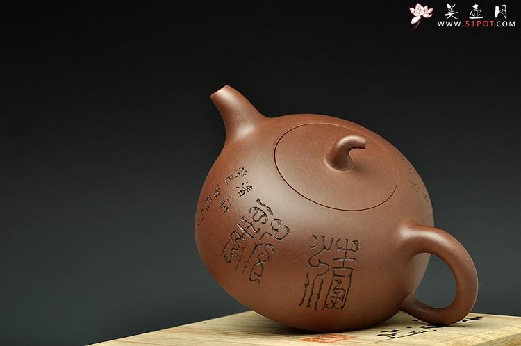 紫砂壶图片：简洁大方 圆润古朴 放生图 全手半瓜  - 美壶网