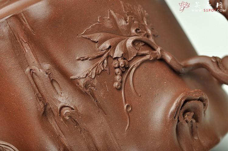 紫砂壶图片：大气浑厚 全手葡萄桩 精品欣赏 - 美壶网