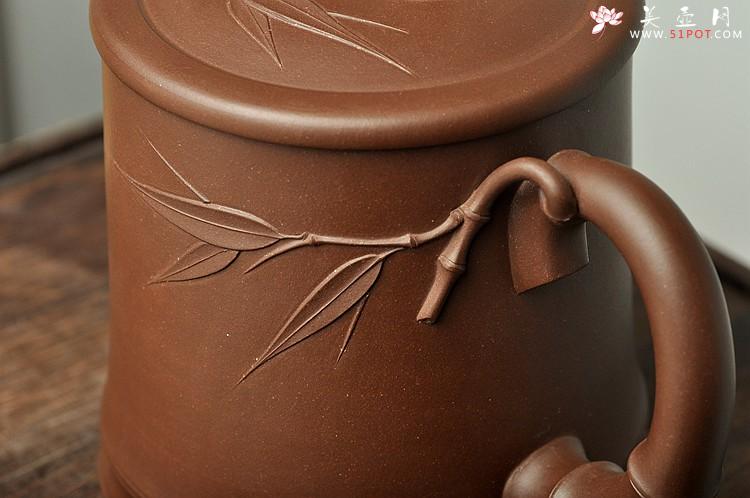 紫砂壶图片：厚重大气 居不可无竹 清韵杯 精品老紫泥and黄龙源青段 不接受定做 - 美壶网