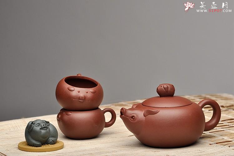 紫砂壶图片:美壶特惠 优质青水泥 憨态可掬 福猪套壶 - 美壶网