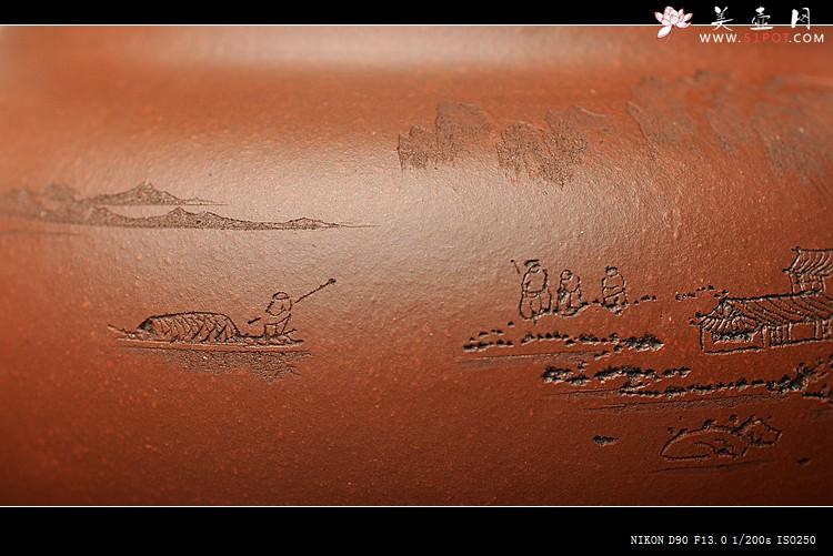 紫砂壶图片：通景山水 俯仰自得 稳重大气 冬游之大仿古 - 美壶网