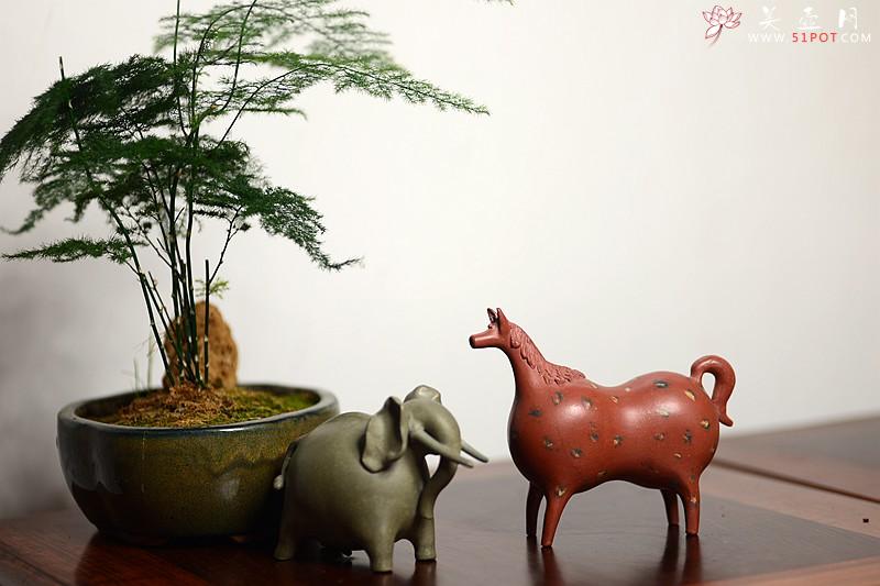 紫砂壶图片：马到吉象~ 施奇华新年特色文房茶宠 全手工 颇有玩味~ - 美壶网