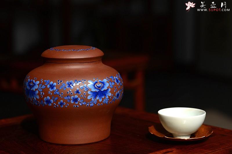 紫砂壶图片：美壶定做 精品粉彩茶叶罐 浑厚大气 古朴之风 - 美壶网