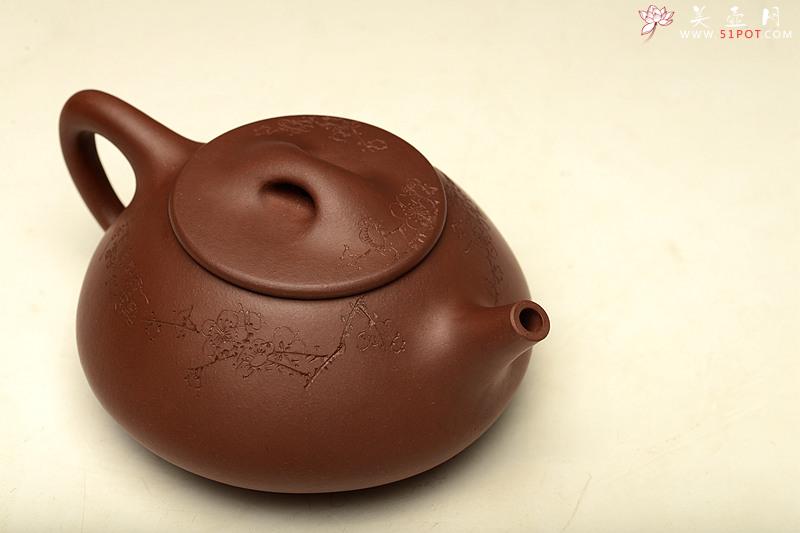 紫砂壶图片：全手满瓢 陆轶舟装饰通转梅花 劲道小霸王o(∩_∩)o  - 美壶网