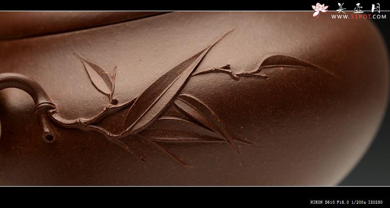 紫砂壶图片：油润底槽青 精品花货  丹竹 敦厚可人 大口实用 - 美壶网