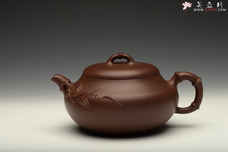 紫砂壶图片：油润底槽青 精品花货  丹竹 敦厚可人 大口实用 - 美壶网