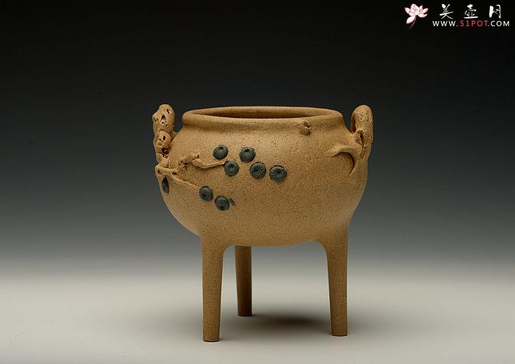 紫砂壶图片：全手松段香炉  文房雅玩 - 美壶网