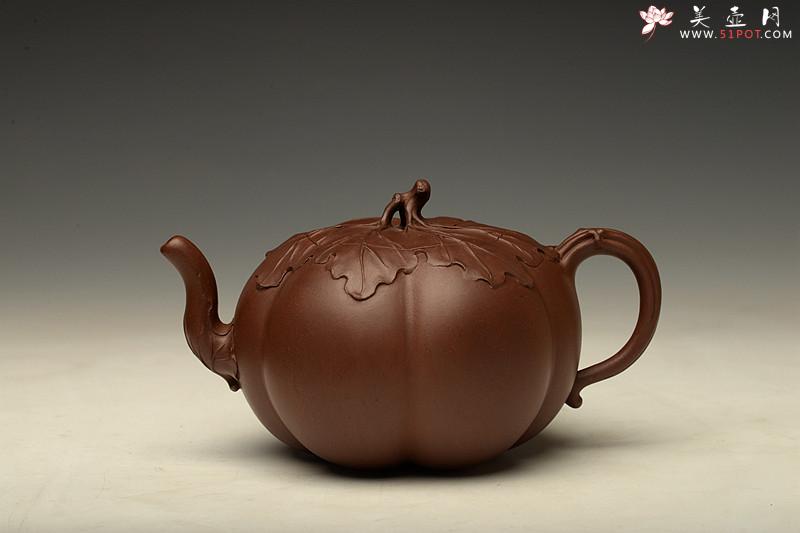 紫砂壶图片：顾正芳甲午年新作 薄胎筋囊花器 饱满挺拔 线条优美 全手工六瓣南瓜 - 美壶网