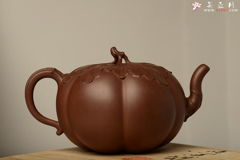 紫砂壶图片：顾正芳甲午年新作 薄胎筋囊花器 饱满挺拔 线条优美 全手工六瓣南瓜 - 美壶网