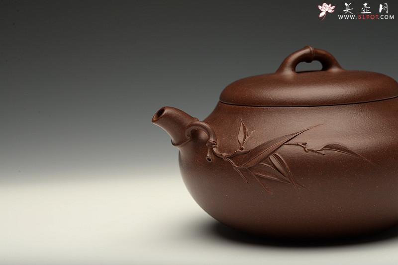 紫砂壶图片：油润底槽青 精品花货  丹竹 敦厚可人 大口实用 - 美壶网