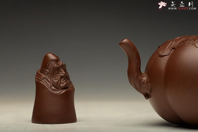 紫砂壶图片：顾正芳甲午年新作 薄胎筋囊花器 饱满挺拔 线条优美 全手工六瓣南瓜 - 美壶网