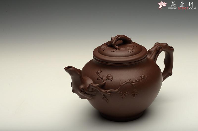 紫砂壶图片：经典传统 梅报春 气宇轩昂 贴叶精彩 - 美壶网