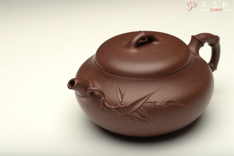 紫砂壶图片：油润底槽青 精品花货  丹竹 敦厚可人 大口实用 - 美壶网