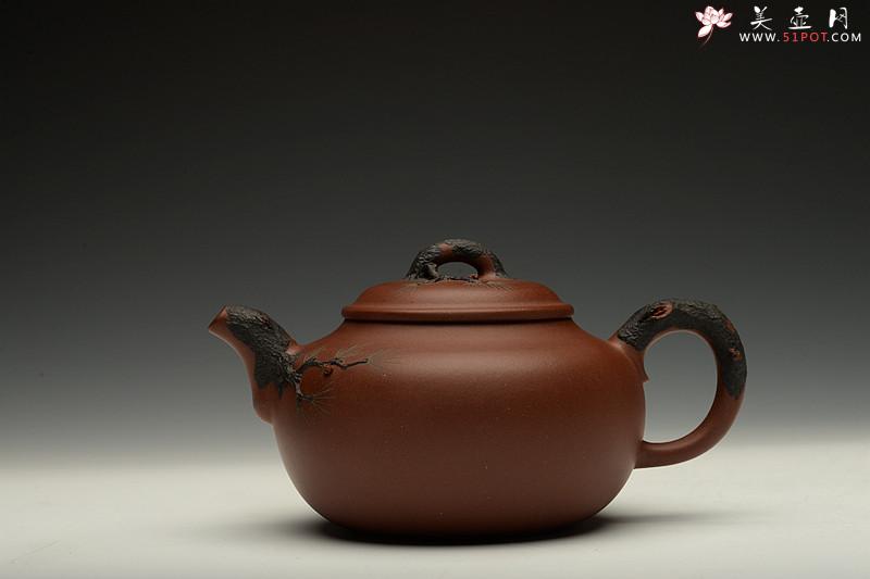 紫砂壶图片：传统小花货 敦厚实用 贴叶生动 松韵 - 美壶网