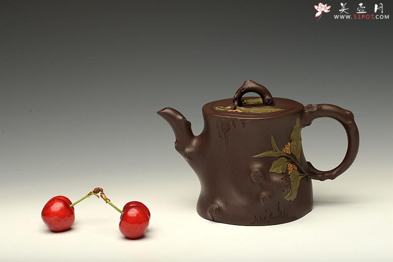 紫砂壶图片：蒋蓉花货风格 贴塑精致生动 桂花香 孙伟强张新亚合作 - 美壶网