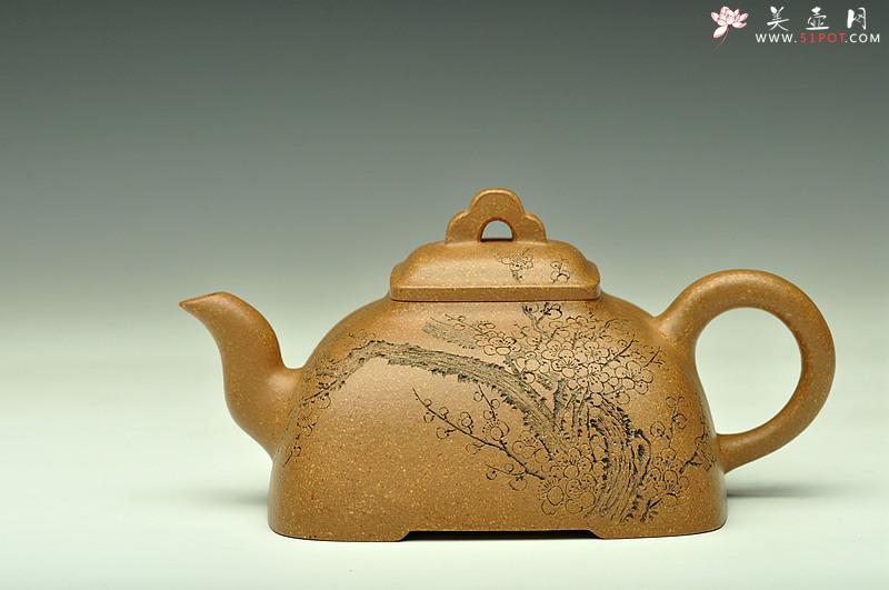 紫砂壶图片：老味纵横 2014全手工大赛一等奖袁德波装饰 全手孤棱 通转梅花 - 美壶网