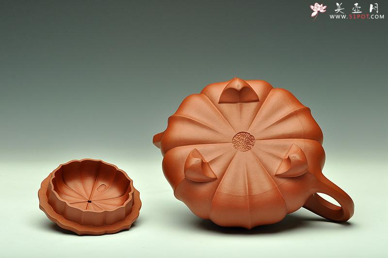 紫砂壶图片：纹理清晰 大品筋纹石瓢 - 美壶网