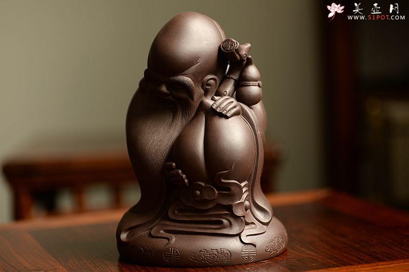 紫砂壶图片：紫砂寿桃仙翁 神态逼真 做工精细 - 美壶网