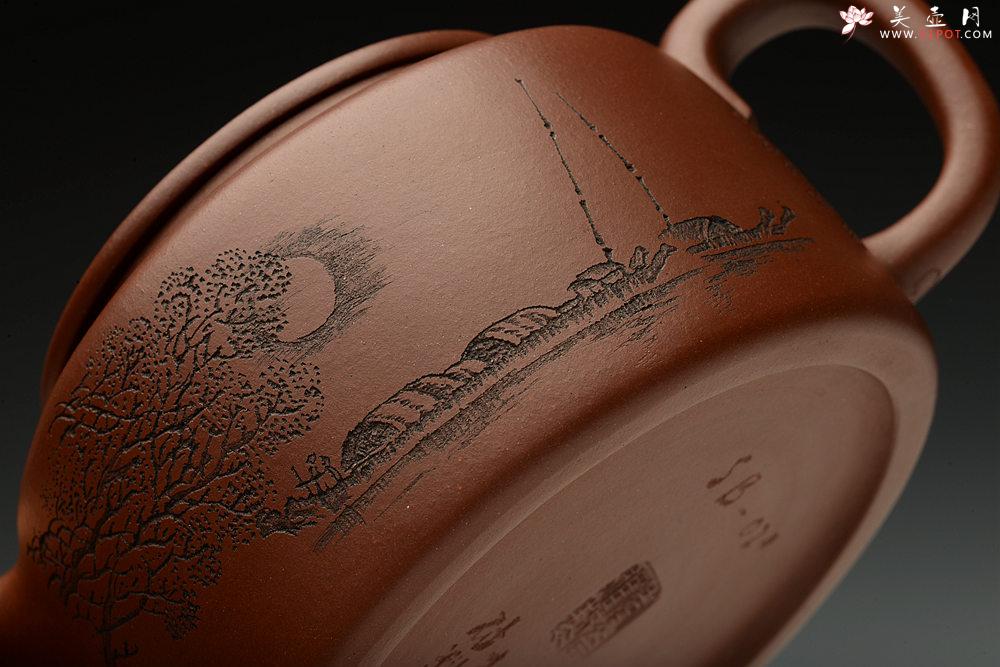 紫砂壶图片：四号井的底槽青 全手桑扁 刻绘老辣  爱不释手 - 美壶网