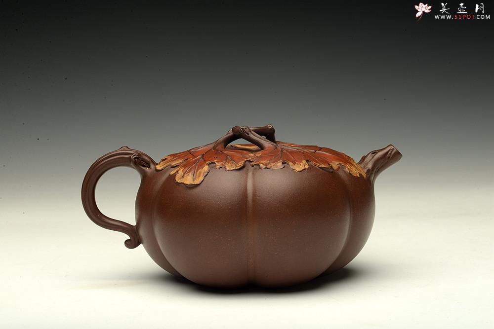 紫砂壶图片：花货奇才-顾正芳 惊艳力作 全手筋囊薄胎花货 夏日南瓜  - 美壶网