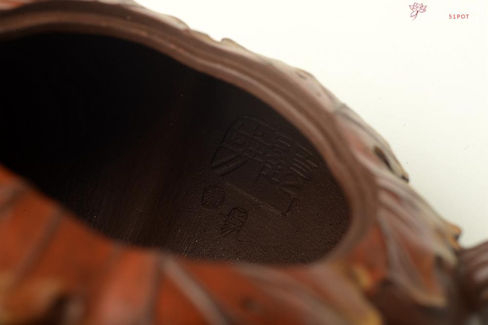 紫砂壶图片：花货奇才-顾正芳 惊艳力作 全手筋囊薄胎花货 夏日南瓜  - 美壶网