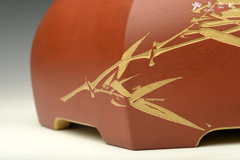 紫砂壶图片：陆轶舟精品代表作 全手六方水洗  刀法精炼层次分明 - 美壶网