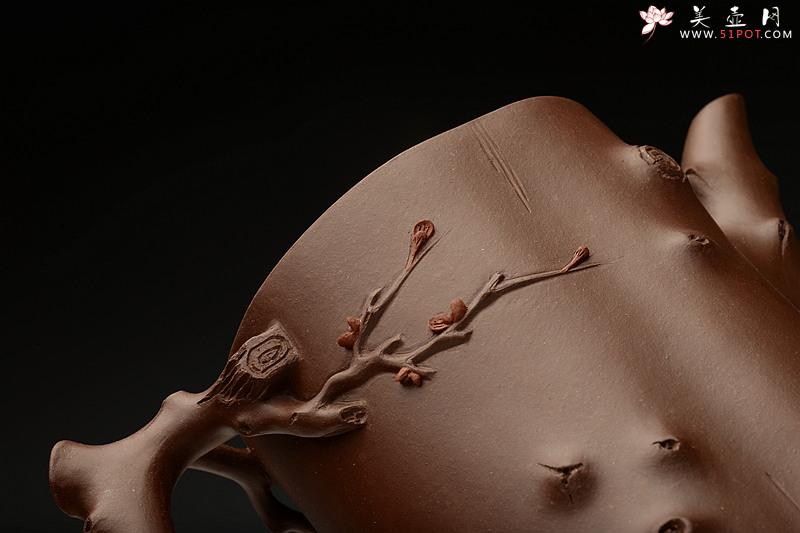 紫砂壶图片：单志萍甲午力作 铮铮铁骨 全手精品 傲雪红梅套组 挺拔俊秀 - 美壶网