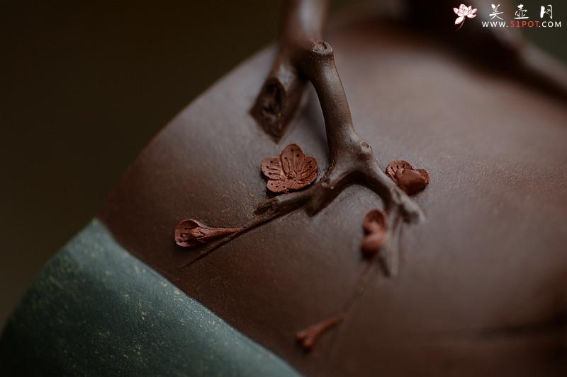 紫砂壶图片：钢流实用花货 精湛功底 全手岁寒三色三友 单志萍甲午年力作 - 美壶网