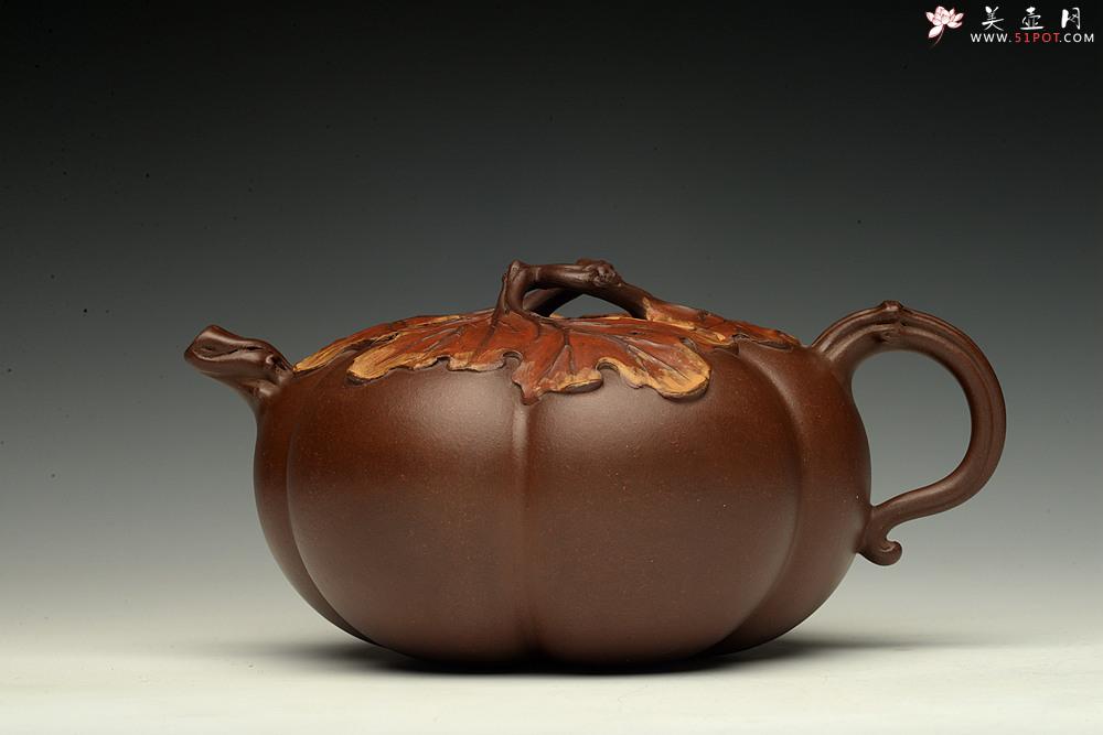 紫砂壶图片：花货奇才-顾正芳 惊艳力作 全手筋囊薄胎花货 夏日南瓜  - 美壶网